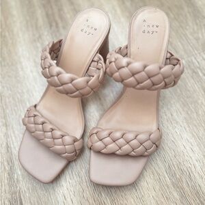 A New Day Tan Heeled Sandals with Braided Design